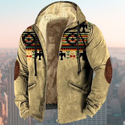 Men’s Ethnic-Detail Hooded Jacket
