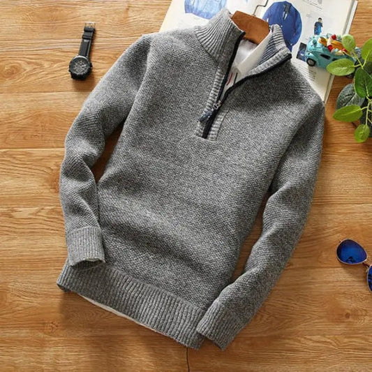 Men’s Half-Zip Stand Collar Sweater