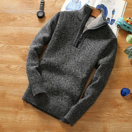 Men’s Half-Zip Stand Collar Sweater