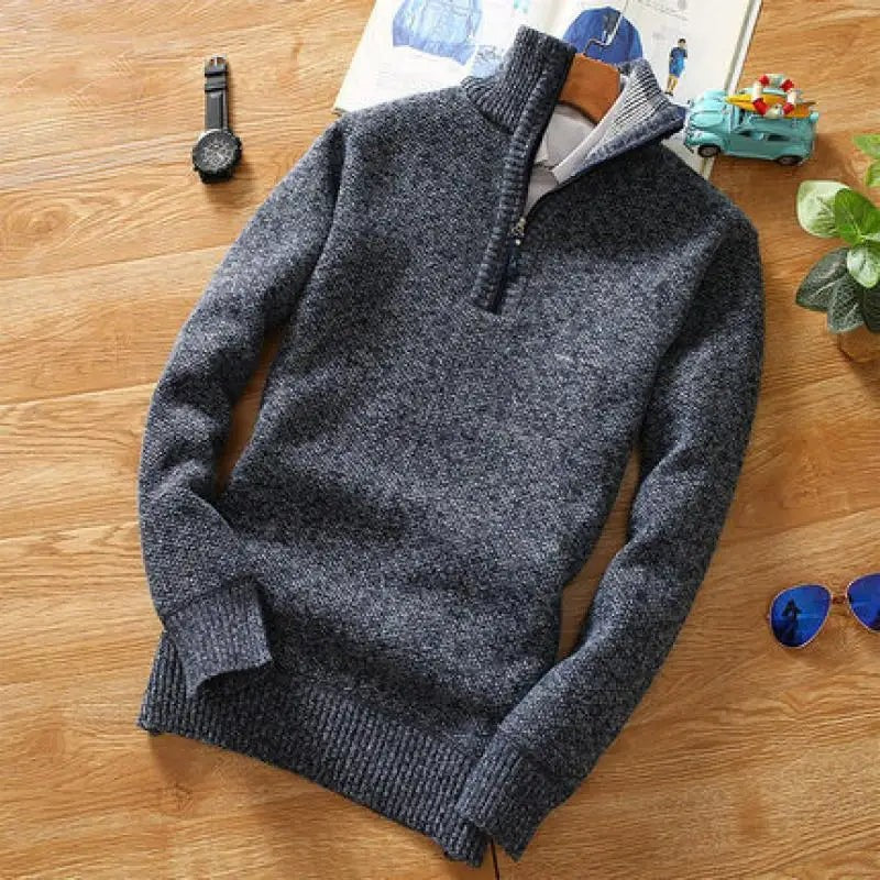 Men’s Half-Zip Stand Collar Sweater