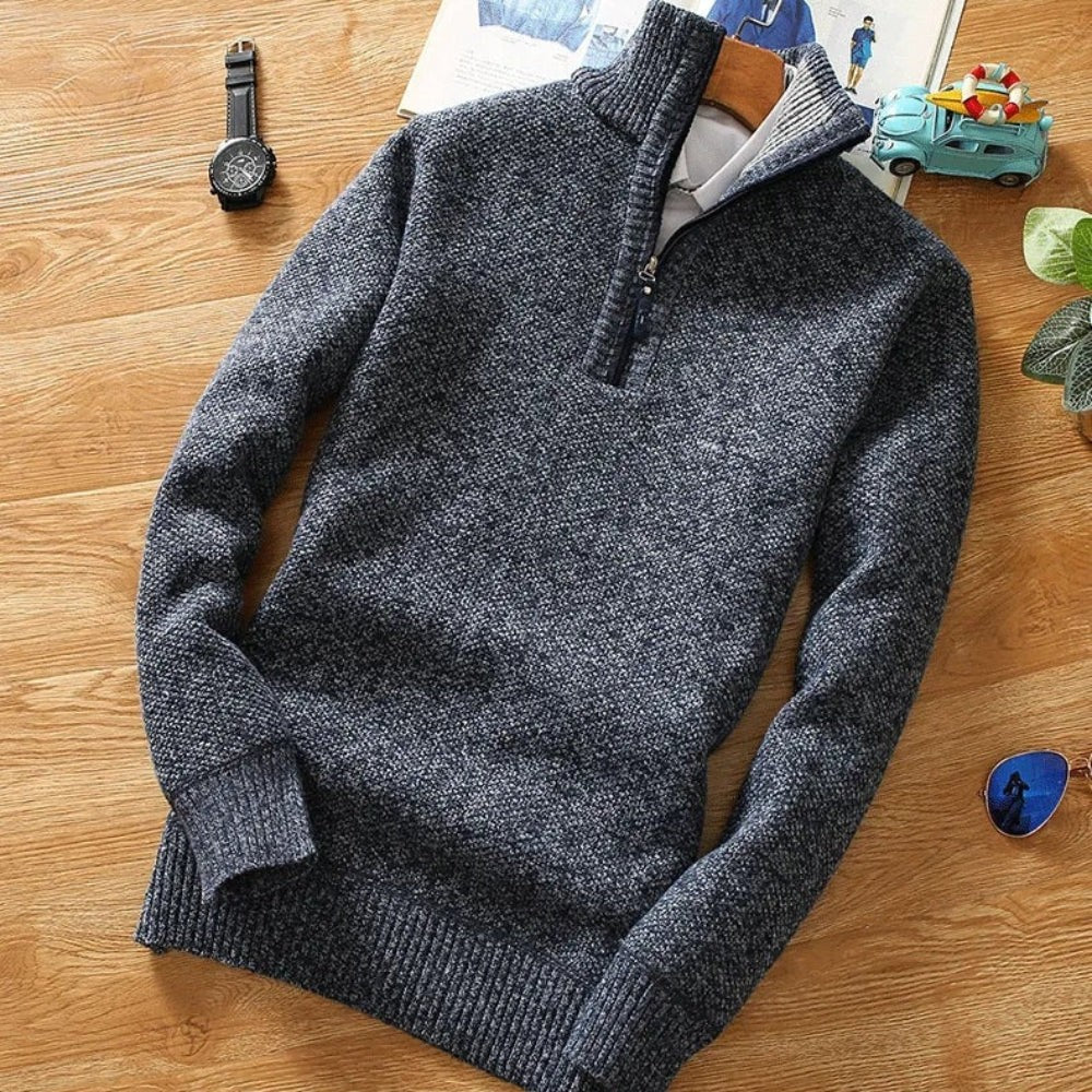 Men’s Half-Zip Stand Collar Sweater
