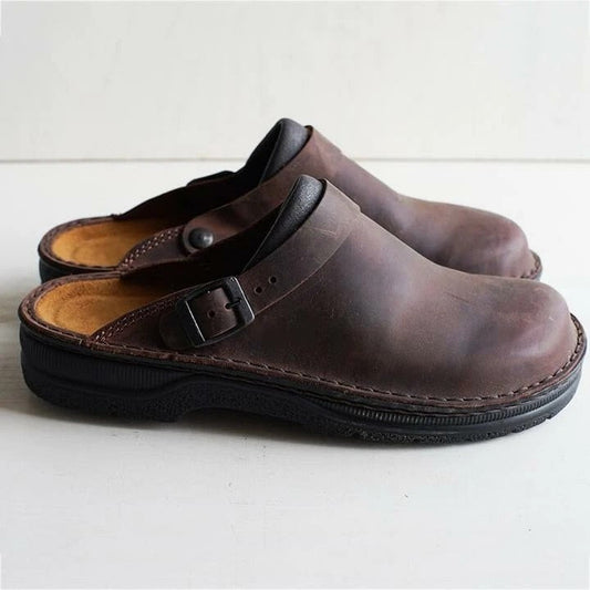 Men’s Leather Clogs with Buckle