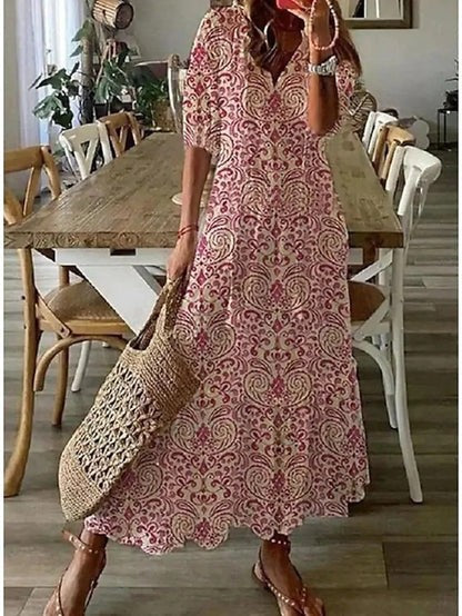 Women’s Boho-Chic Lantern Sleeve Dress