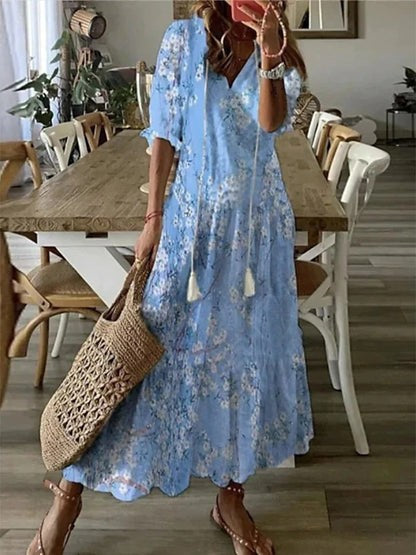 Women’s Boho-Chic Lantern Sleeve Dress