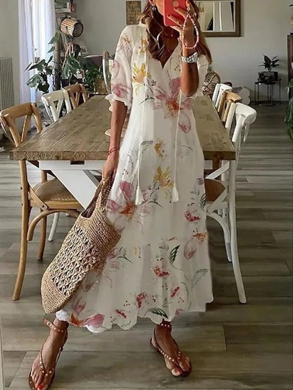 Women’s Boho-Chic Lantern Sleeve Dress