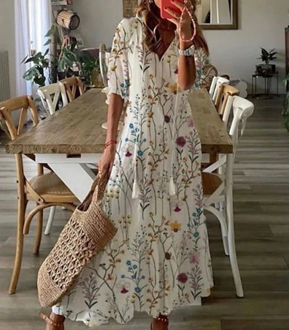 Women’s Boho-Chic Lantern Sleeve Dress