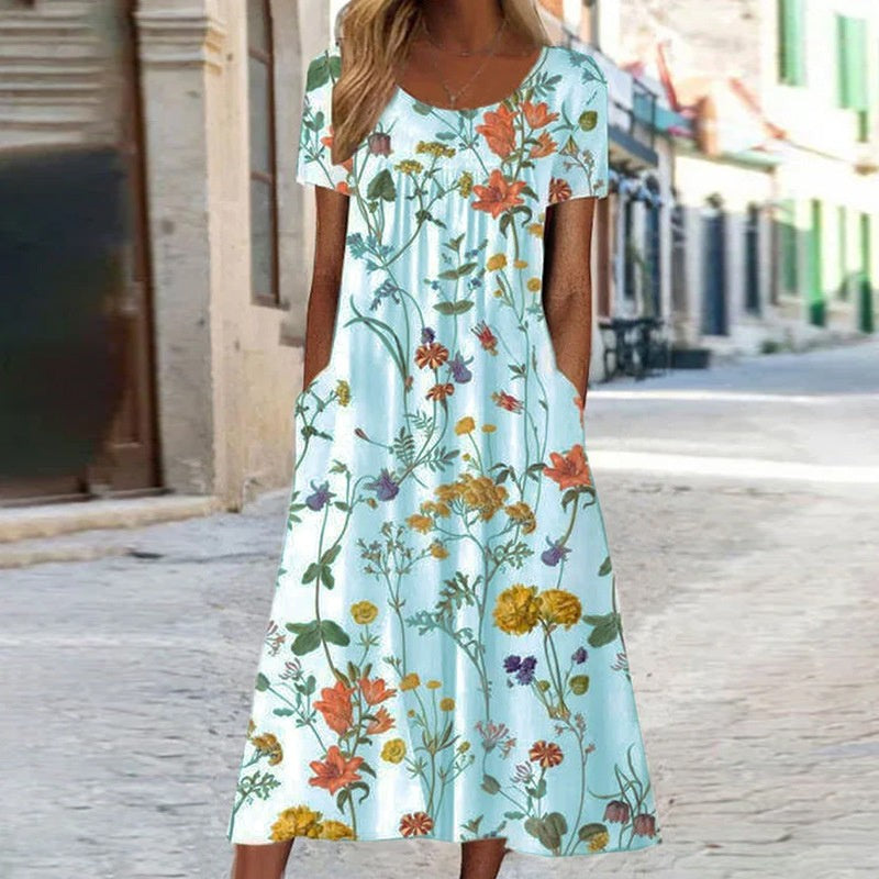 Women’s Boho Floral Pullover Dress