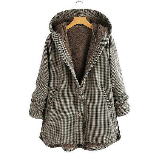 Women’s Hooded Fleece Plaid Jacket