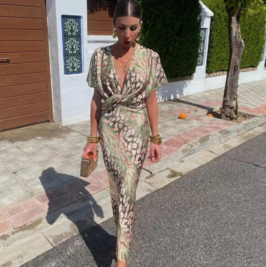 Women’s Knotted-Bust Animal-Print Dress