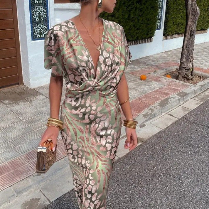 Women’s Knotted-Bust Animal-Print Dress