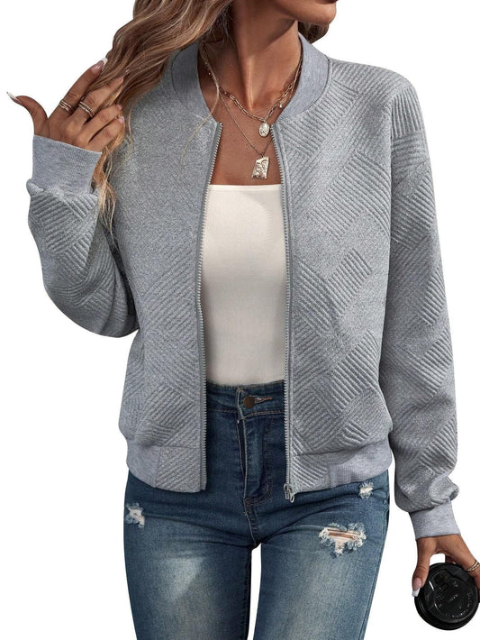 Women’s Patterned Zip-Up Bomber Jacket