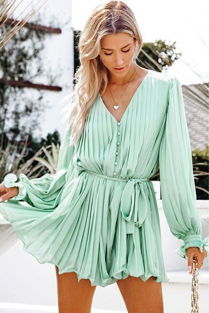 Women’s Pleated Mini Dress with Belt