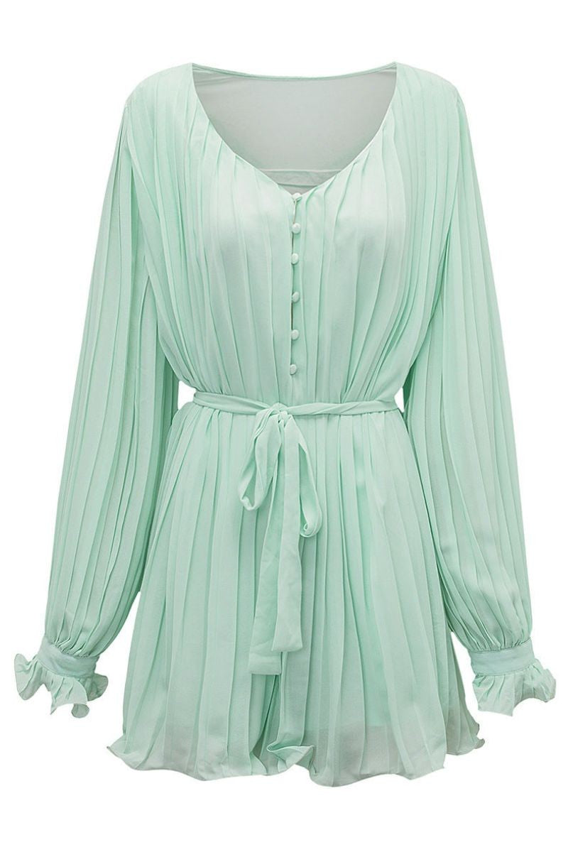 Women’s Pleated Mini Dress with Belt
