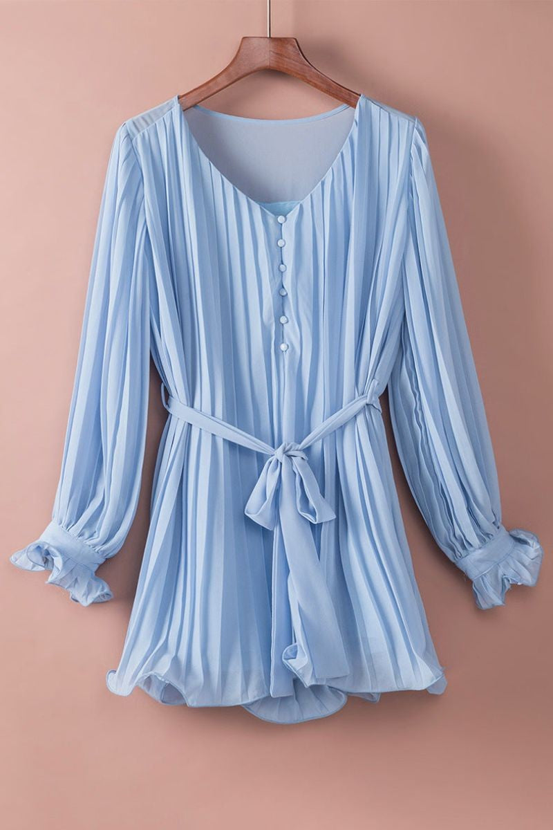 Women’s Pleated Mini Dress with Belt