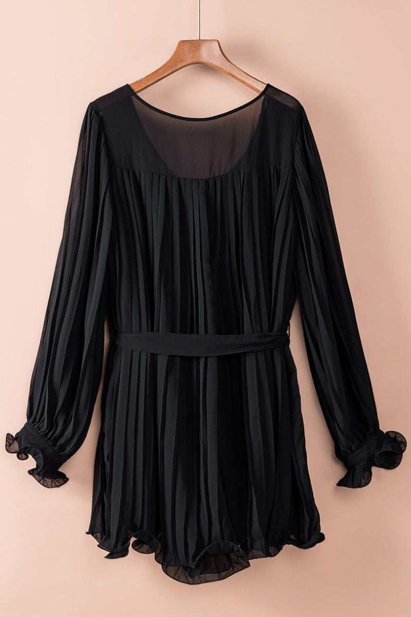Women’s Pleated Mini Dress with Belt