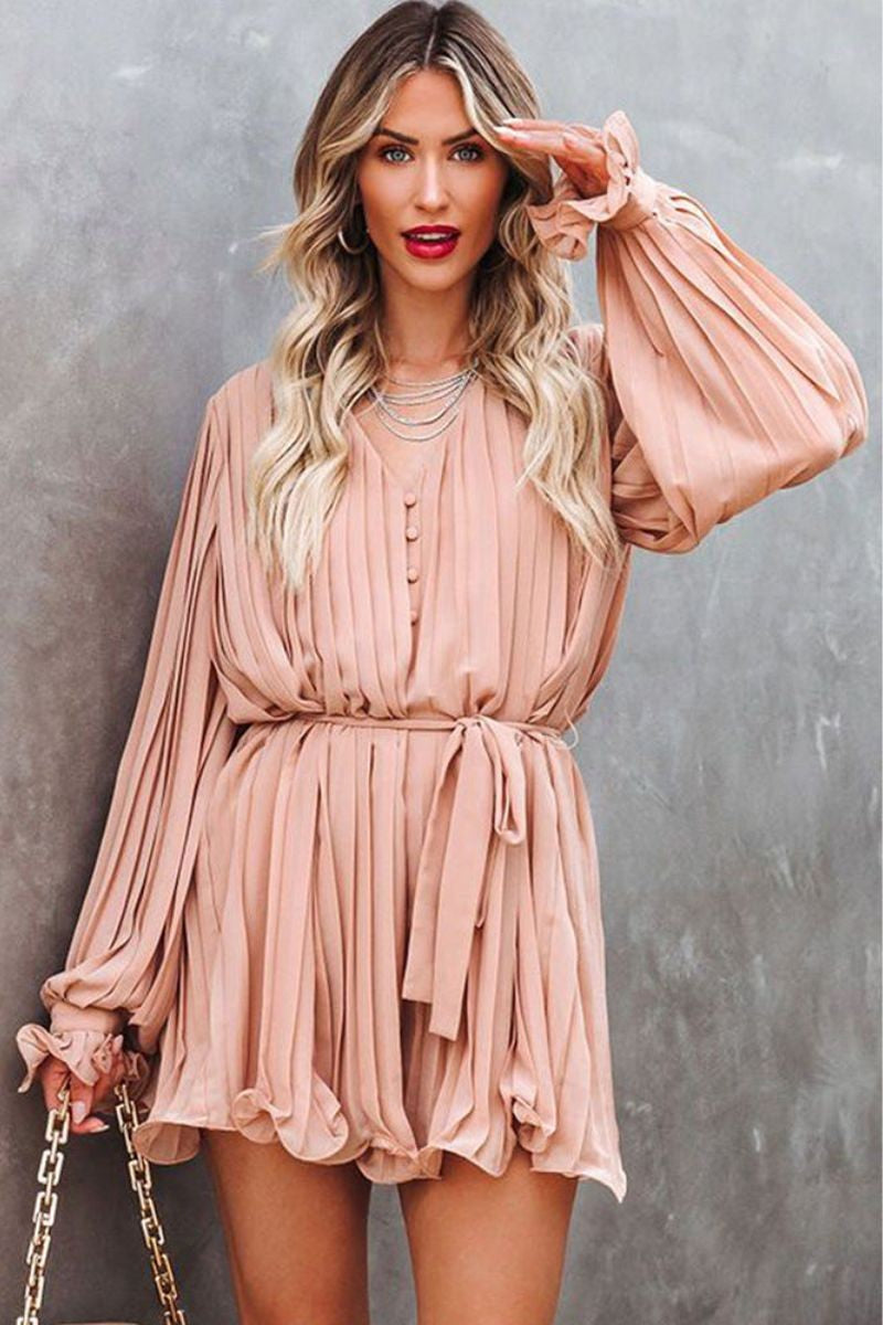 Women’s Pleated Mini Dress with Belt