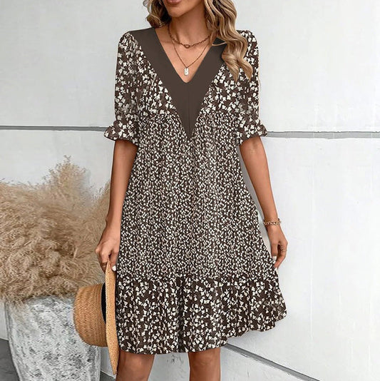 Women’s Puff-Sleeve V-Neck Mini Dress