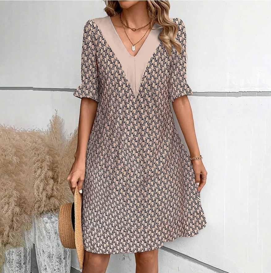 Women’s Puff-Sleeve V-Neck Mini Dress