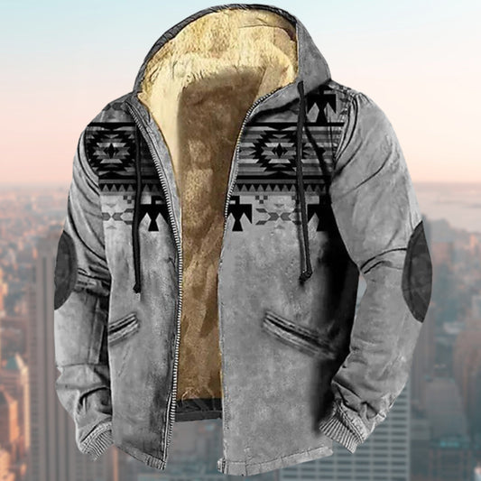 Men’s Ethnic-Detail Hooded Jacket