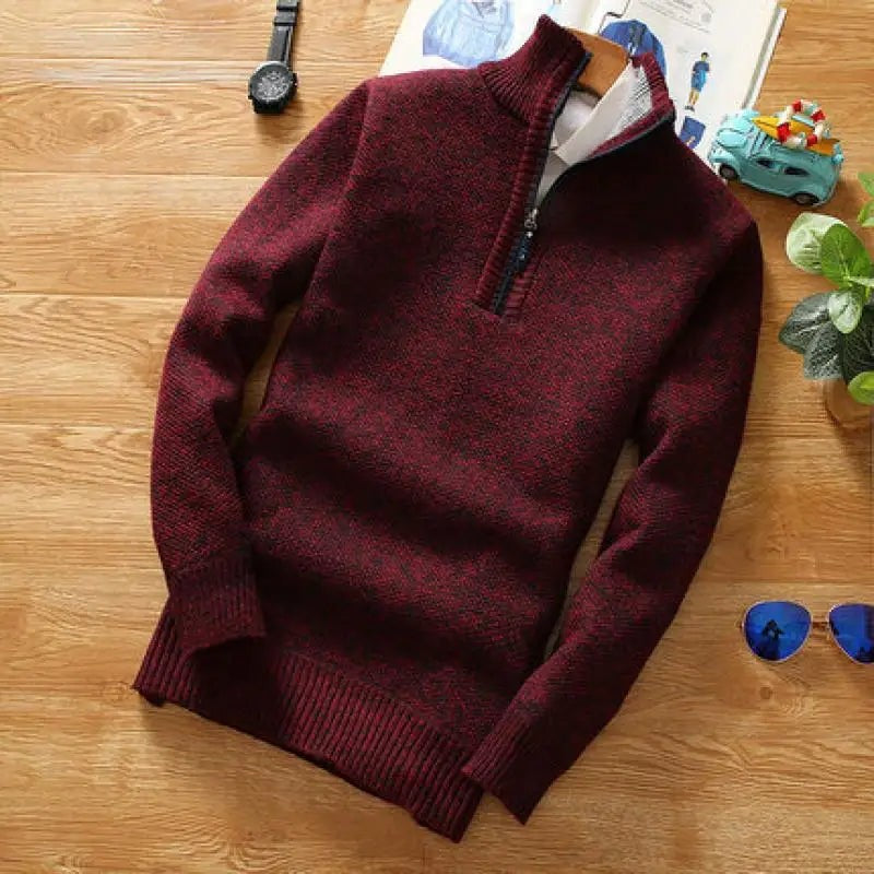 Men’s Half-Zip Stand Collar Sweater