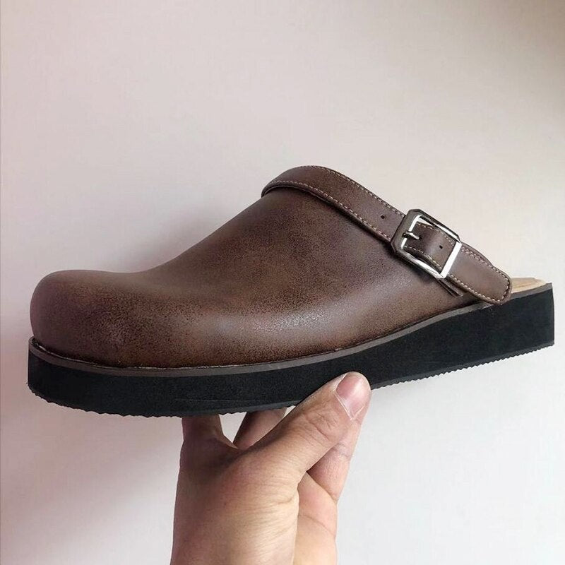 Men’s Leather Clogs with Buckle