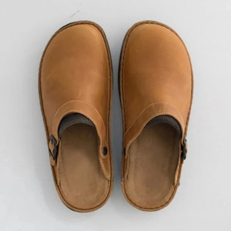 Men’s Leather Clogs with Buckle