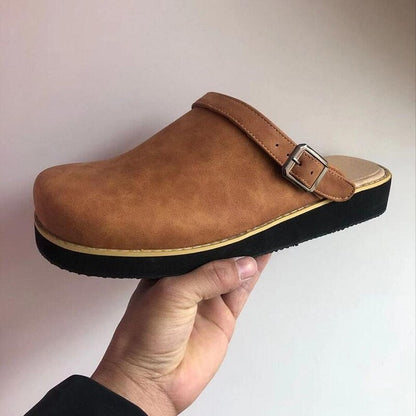 Men’s Leather Clogs with Buckle