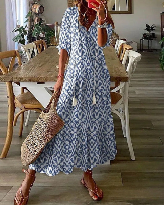 Women’s Boho-Chic Lantern Sleeve Dress