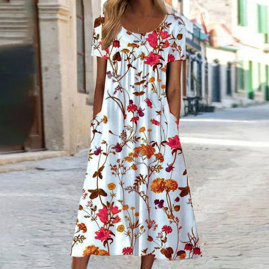 Women’s Boho Floral Pullover Dress