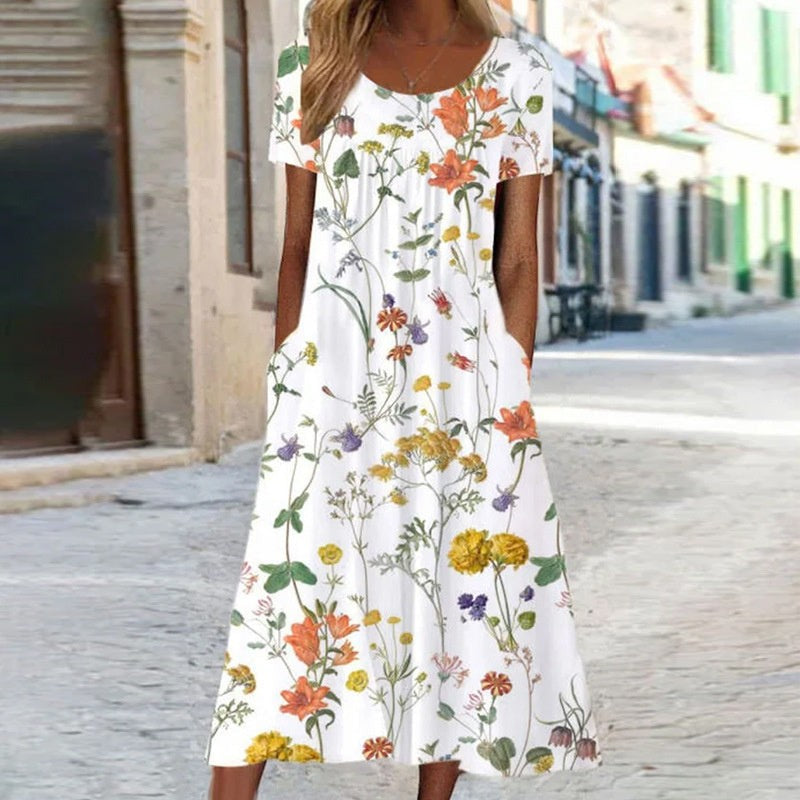 Women’s Boho Floral Pullover Dress