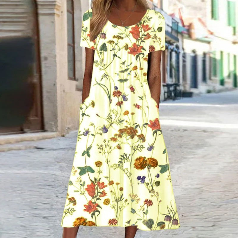 Women’s Boho Floral Pullover Dress