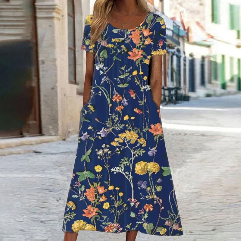 Women’s Boho Floral Pullover Dress