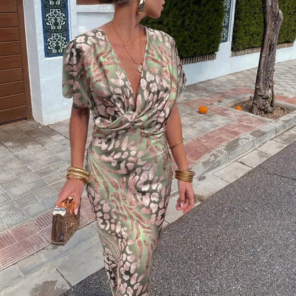 Women’s Knotted-Bust Animal-Print Dress