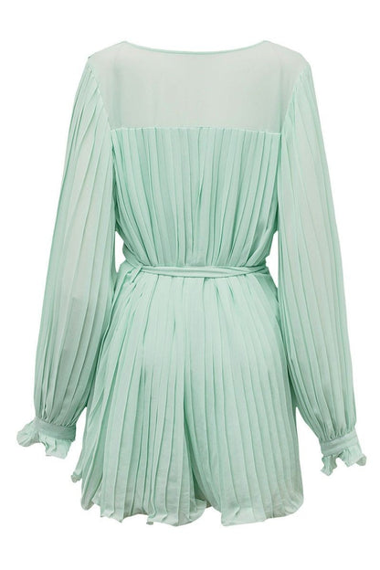 Women’s Pleated Mini Dress with Belt