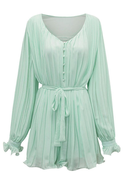 Women’s Pleated Mini Dress with Belt