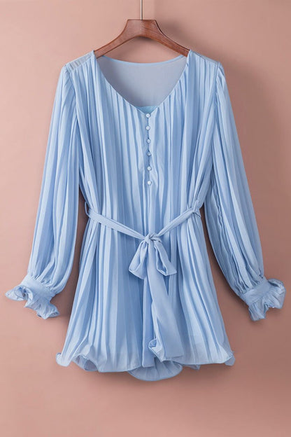 Women’s Pleated Mini Dress with Belt