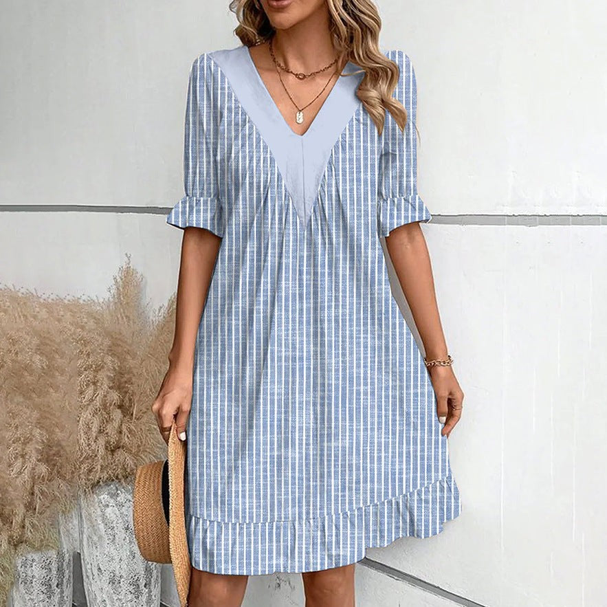 Women’s Puff-Sleeve V-Neck Mini Dress