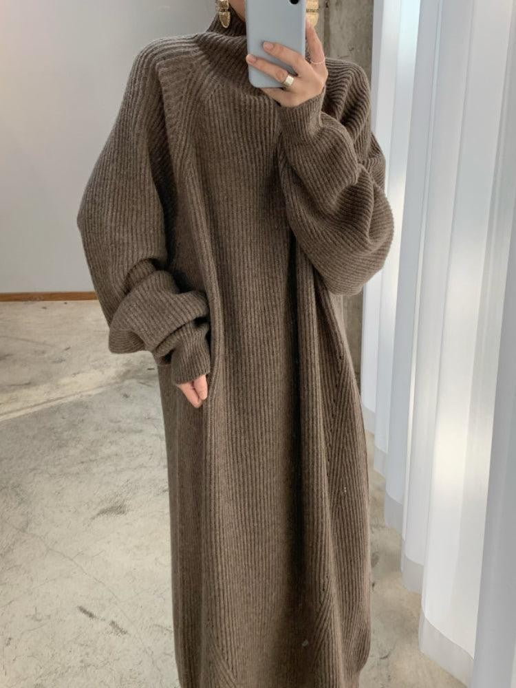 Women’s Winter High-Neck Knit Maxi Dress