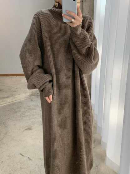 Women’s Winter High-Neck Knit Maxi Dress