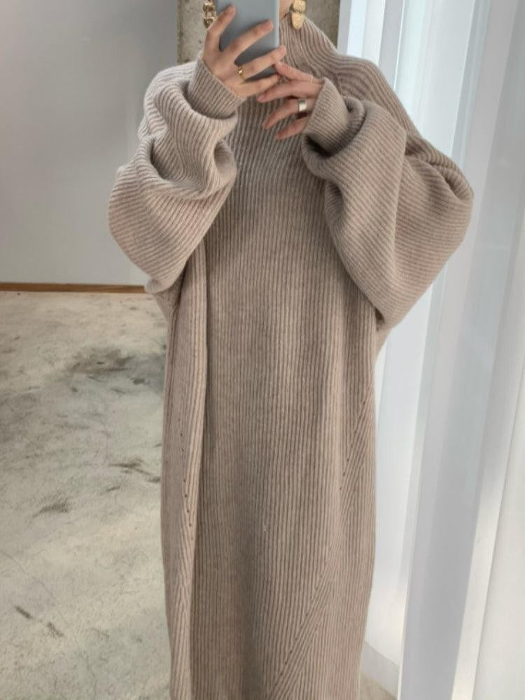 Women’s Winter High-Neck Knit Maxi Dress
